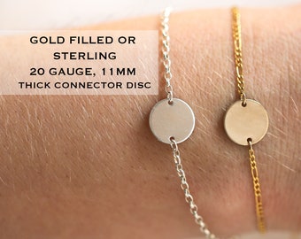 Thick 20 Gauge Round 11mm Circle Stamping Disc Bracelet Connector 2 Holes 14K Gold Filled Sterling Silver Stamping Blank Pendant Metal Blank