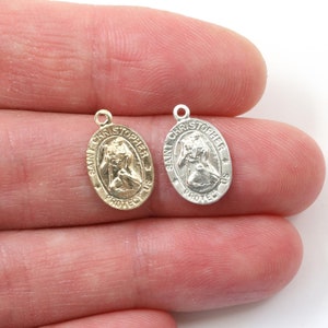 Oval Saint St. Christopher Charm 9x12mm Gold Filled or Sterling Silver Religious Medal, Religious Pendant, Saint Medallion, Catholic Jewelry