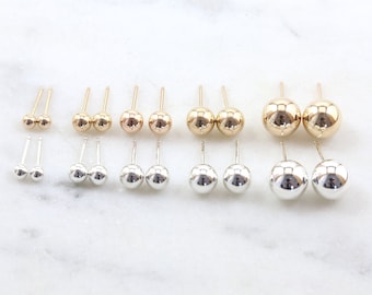 14k Gold Filled Ball Posts, Sterling Silver Ball Posts Round Earring Post Small Stud Earring, 3mm, 4mm, 5mm, 6mm, 8mm Stud Earring Component