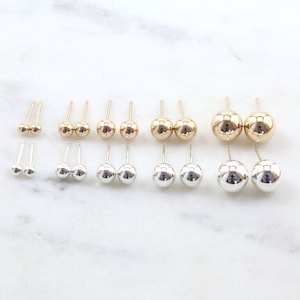 14k Gold Filled Ball Posts, Sterling Silver Ball Posts Round Earring Post Small Stud Earring, 3mm, 4mm, 5mm, 6mm, 8mm Stud Earring Component