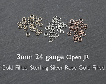 25-delige sets - 3 mm 24 gauge open ringetje - 14 kt gold filled, sterlingzilver, roségoud gevuld, sieraden ketting bevindingen, kleine ringcirkel