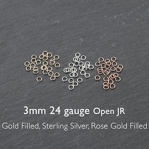 25 pcs - 3mm 24 gauge Open Jump Ring - 14K Gold Filled, Sterling Silver, Rose Gold Filled, Jewelry Necklace Findings, Small Ring Circle