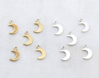 5pcs - Tiny Crescent Moon Charm, Moon Pendant, Moon Charm, 14K Gold Filled, Sterling Silver Moon Celestial Charm Permanent Jewelry Charm
