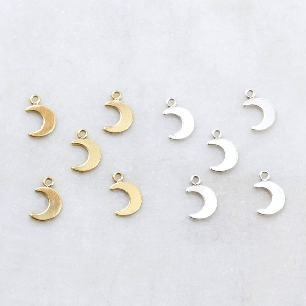 5pcs - Tiny Crescent Moon Charm, Moon Pendant, Moon Charm, 14K Gold Filled, Sterling Silver Moon Celestial Charm Permanent Jewelry Charm