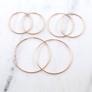 Rose Gold Filled Endless Hoop Earrings, Large Size (Pair)
