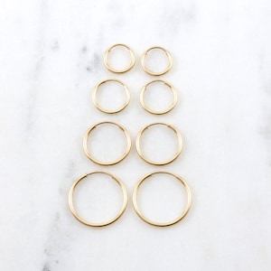 1 Pair Small 14K Gold Filled Endless Hoop Earrings Gold Hoops, 9mm, 12mm, 14mm, 16mm, Earring Wires Earring Hook Component