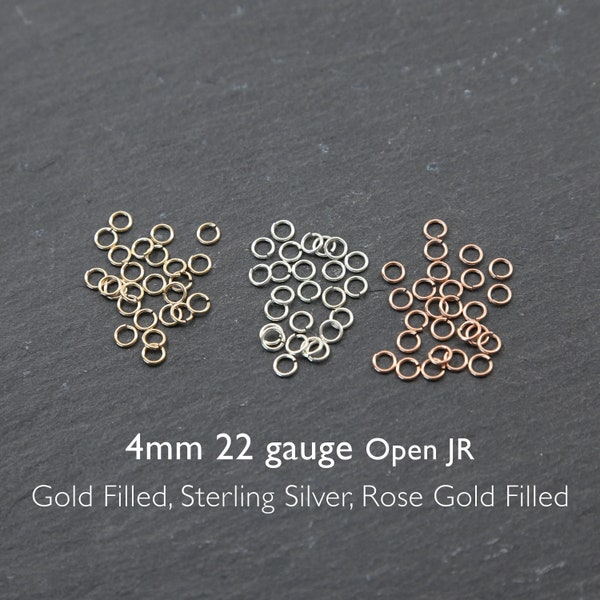 25 pcs - 4mm 22 gauge Open Jump Ring - 14K Gold Filled, Sterling Silver, Rose Gold Filled, Jewelry Findings, Link Ring, Small Ring Circle