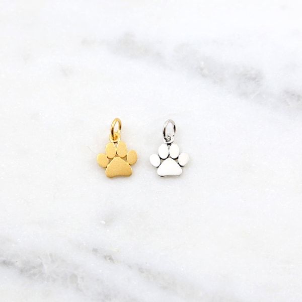 Tiny Paw Print Charm, Dog Paw, Cat Paw, Claw Charm, Sterling Silver 24k Gold Plated Sterling, Adorable Pet Lover Gift, Dog Collar Charm