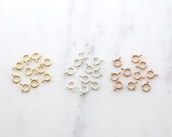 10 pcs - 6mm Spring Ring Clasp Open Ring Clasp Necklace End Findings in Gold Filled, Sterling Silver, Rose Gold Filled