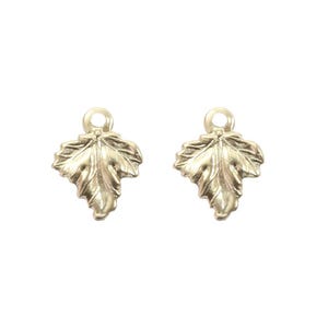 May include: Two silver-colored leaf charms with a detailed veined design. Each charm has a small loop at the top for attaching to jewelry. The charms are set against a white background.