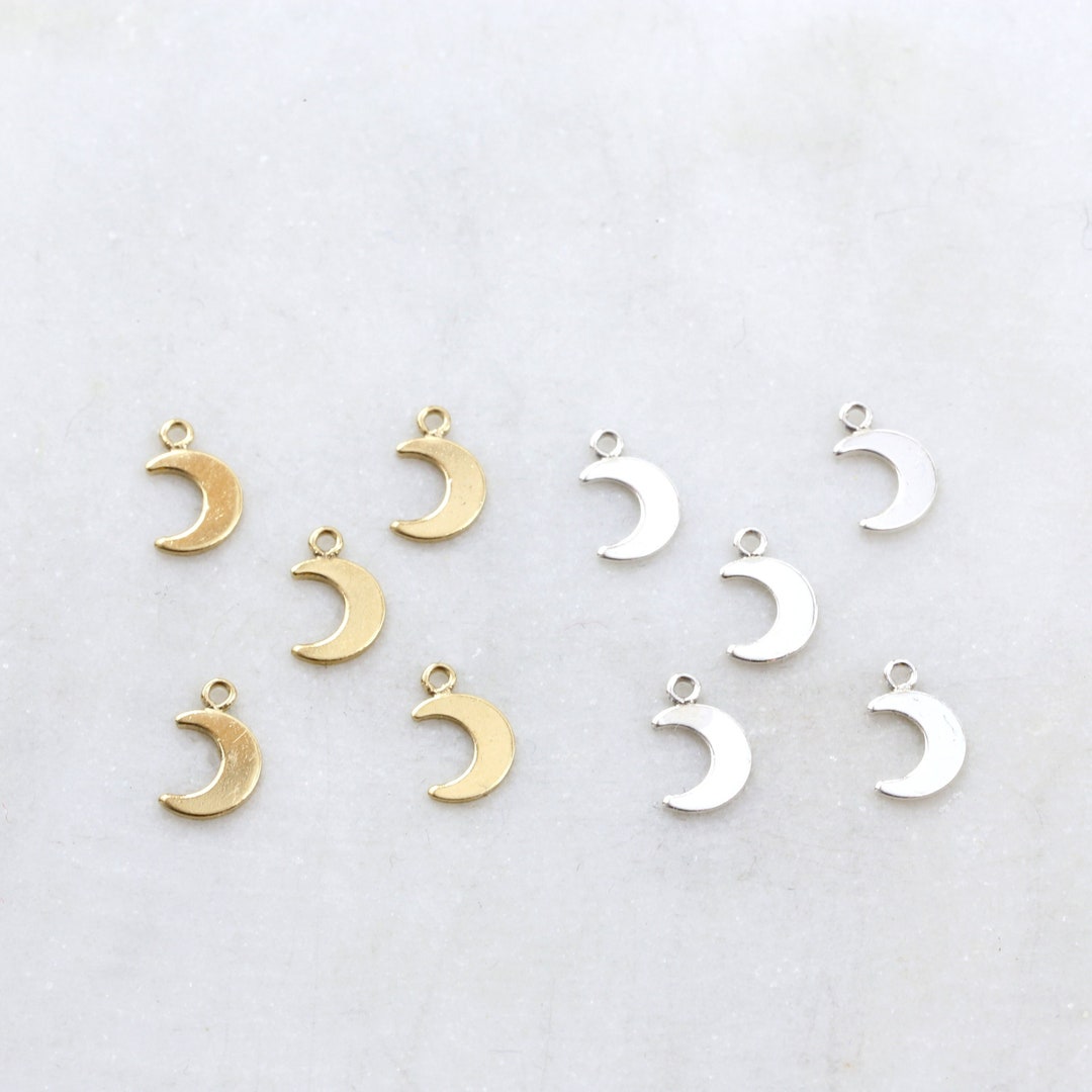 5pcs Tiny Crescent Moon Charm, Moon Pendant, Moon Charm, 14K