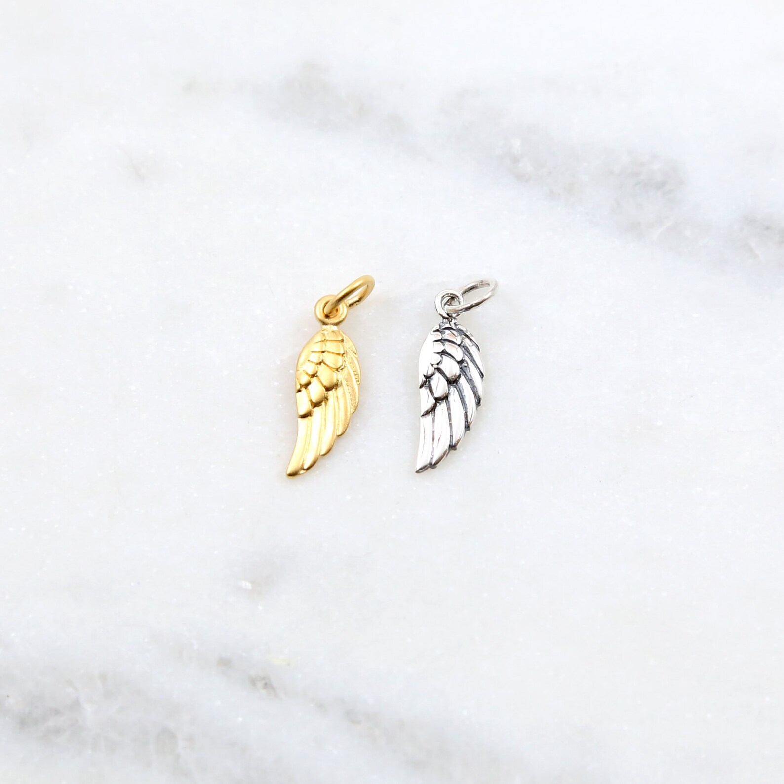 Tiny Angel Wing Charm Sterling Silver or 24K Gold Plated Etsy