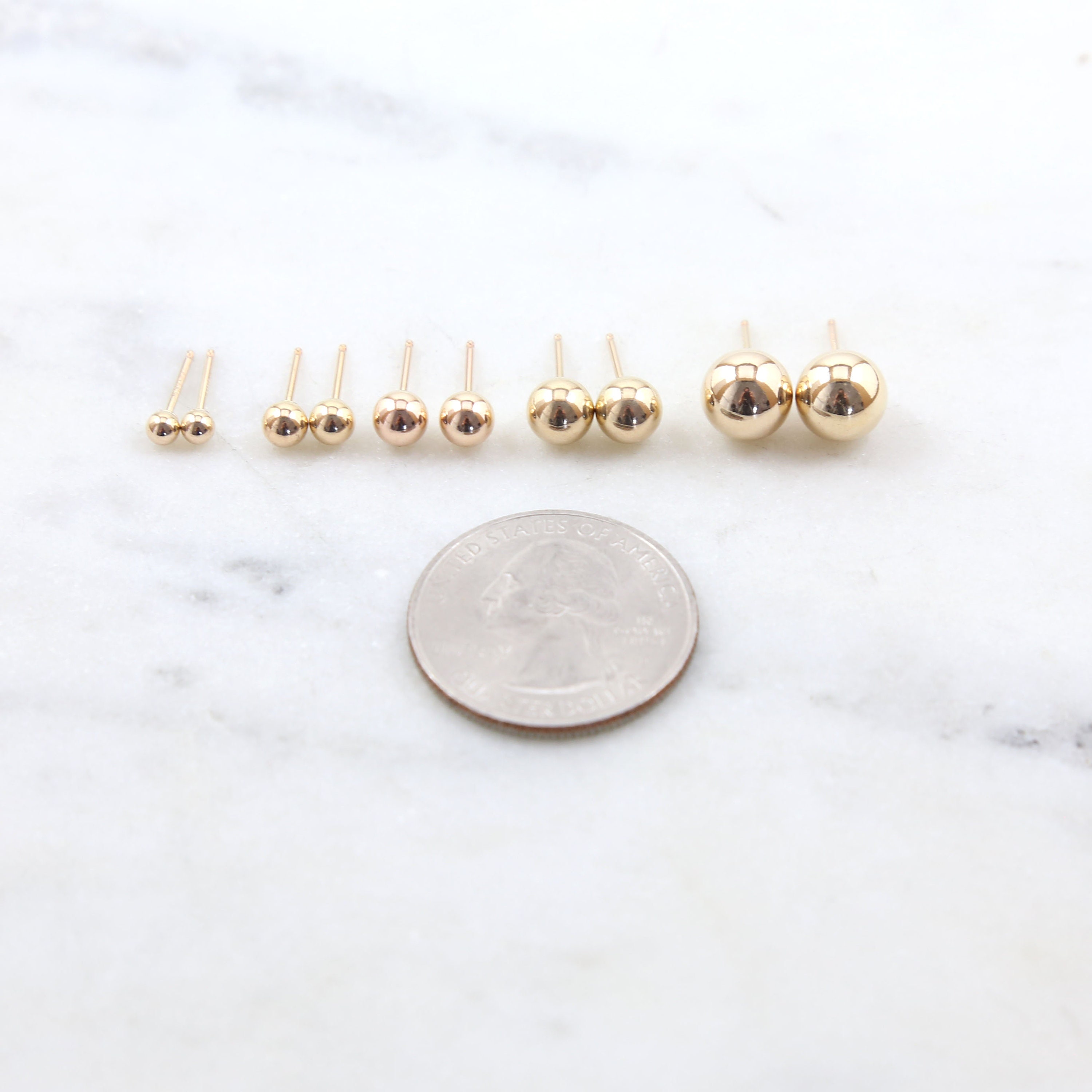 14k Gold Filled Ball Posts, Sterling Silver Ball Posts Round Earring ...