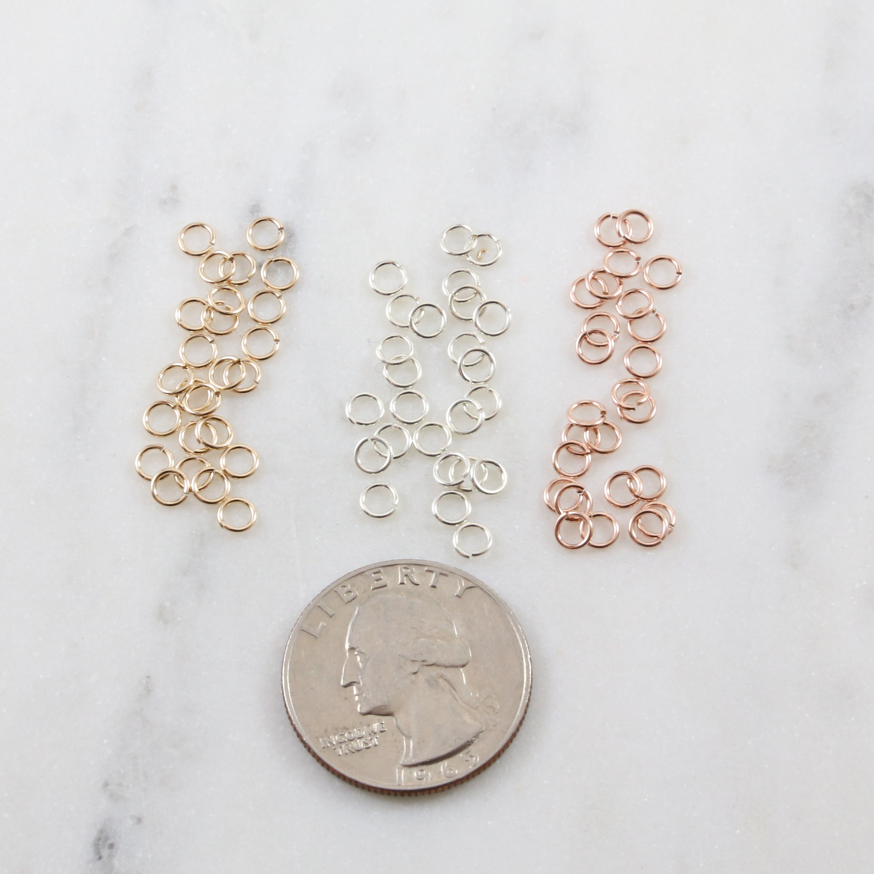 50 Rose Gold Filled 4mm Jump Rings - 22 Gauge Open Rings, Made In USA For Jewelry Making