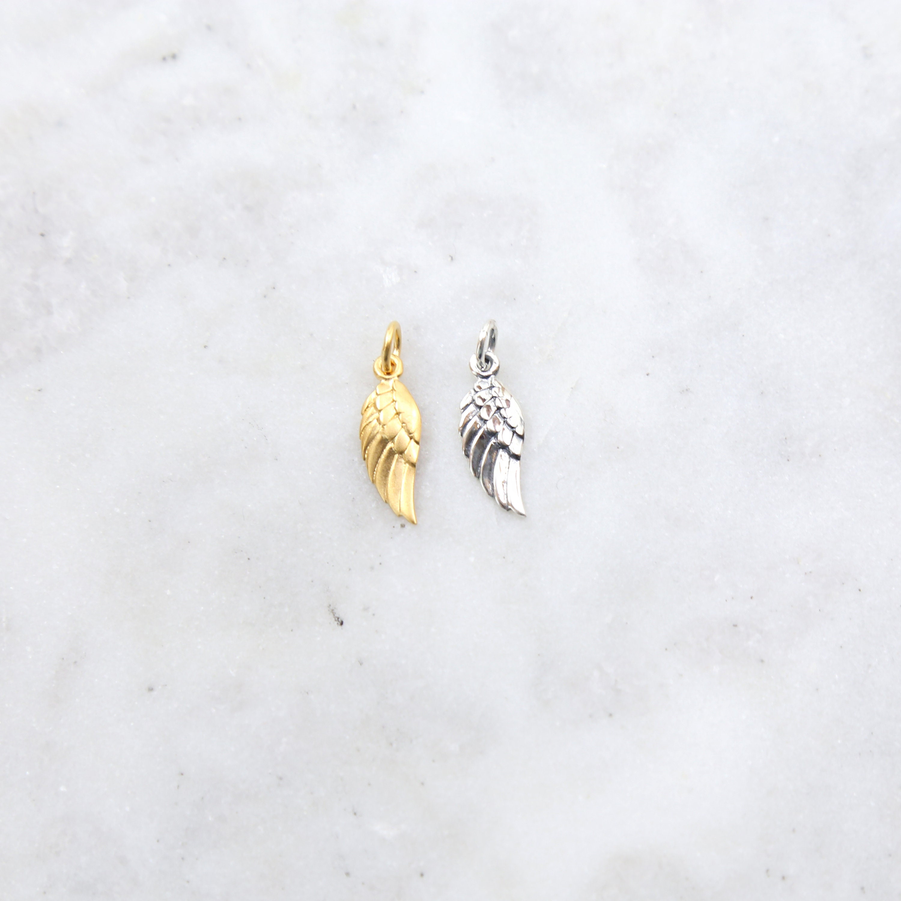 Tiny Angel Wing Charm Sterling Silver or 24K Gold Plated Etsy