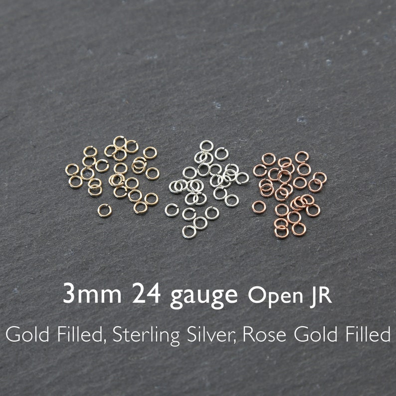 25 pcs 3mm 24 gauge Open Jump Ring 14K Gold Filled, Sterling Silver, Rose Gold Filled, Jewelry Necklace Findings, Small Ring Circle image 1