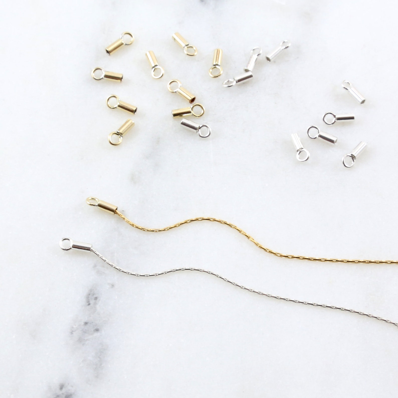 10 Pieces 1mm Beading Chain End Crimp Cap Solder Cap Closed Ring Clasp