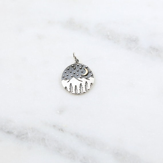Sterling Silver Cresent Moon Forest Tree Pendant Sterling Silver Cresent Moon Forest Tree Pendant
