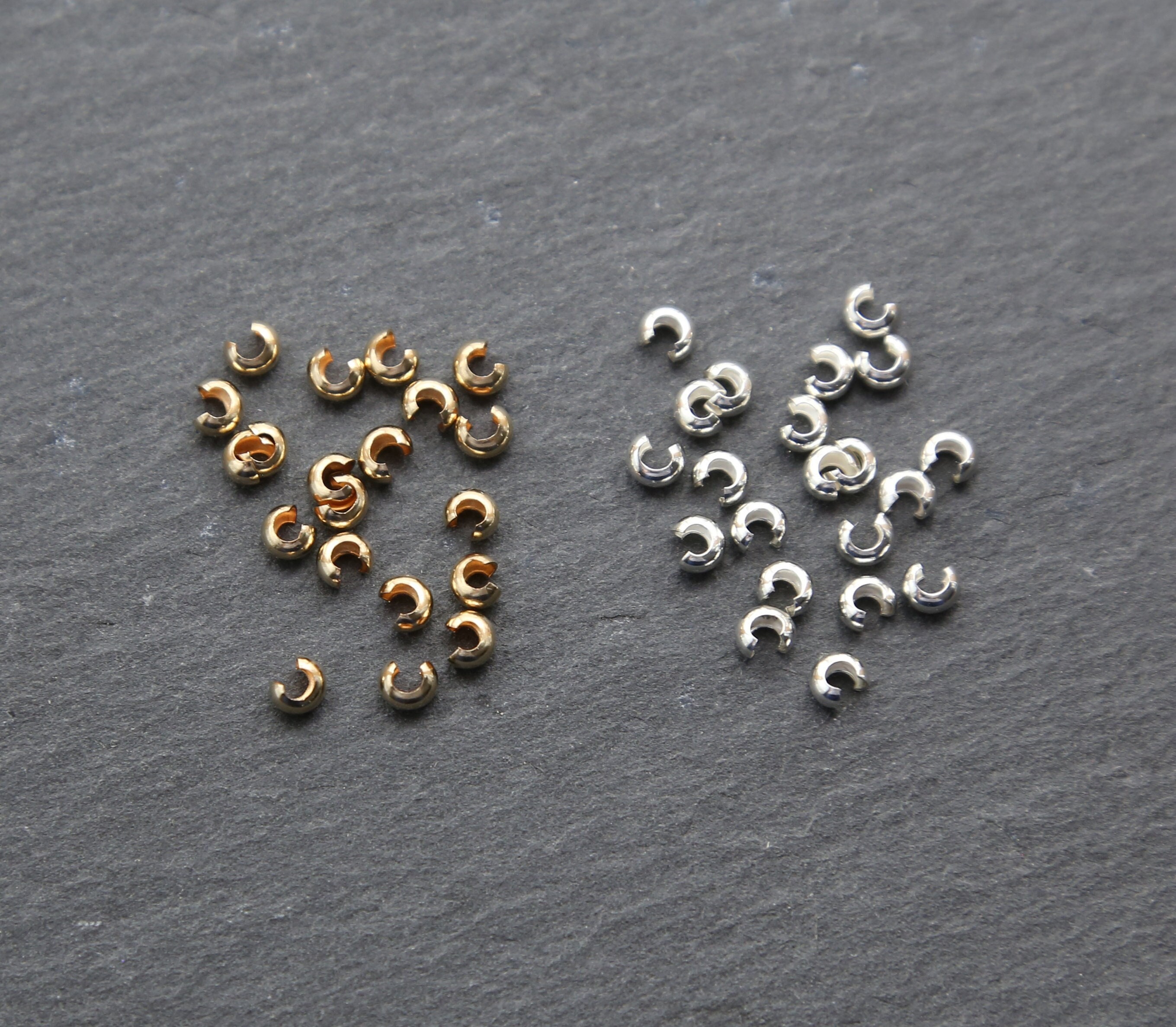18K Gold Plated 3mm Crimp Covers - 20 Pieces - Bead World