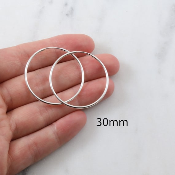 Sterling Silver Laser Sparkle Textured 2mm Endless Earrings - 41mm Sterling Silver Laser Sparkle Textured 2mm Endless Earrings - 41mm