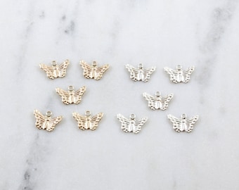 5pcs Cute Dainty Delicate Butterfly Charm Insect Spring 8mm x 12mm Gold Filled or Sterling Silver Featherweight Charm Pendant