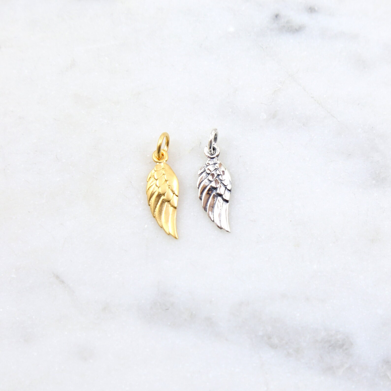 Tiny Angel Wing Charm Sterling Silver or 24K Gold Plated Etsy