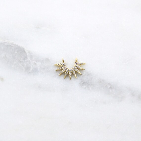 Turquoise Spike Sunray Necklace with Cubic Zirconia 14k Gold-plated Silver Turquoise Spike Sunray Necklace with Cubic Zirconia 14k Gold-plated Silver