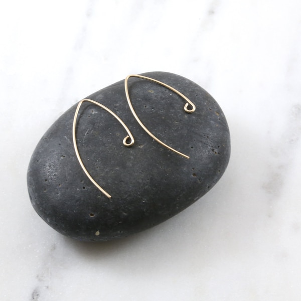 14K Gold Filled Simple Sleek V French Hook Curve Earrings Ear Wires Dainty Minimal with Open Loop Earring Findings Jewelry Supplies