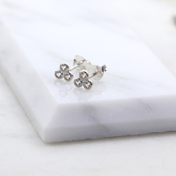 Boucles Fleurs Zirconium Hypoallergéniques HinDaLi 3 Paires Fleurs Boucles D 'oreilles Argent 925 Pour Femme Fille Clous D'oreilles Argent