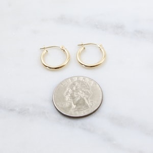 1 Pair Thick Small Latch Click 14K SOLID Gold Endless Hoop Earrings ...