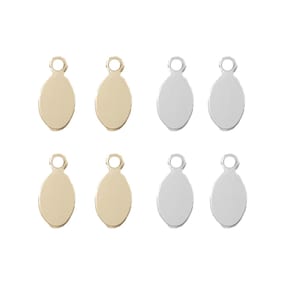 4pcs Tiny Dainty Oval Stamping Blank with Loop 14K Gold Filled or Sterling Silver Stamping Charm Engraving Pendant Gold Tag 11mm x 5mm