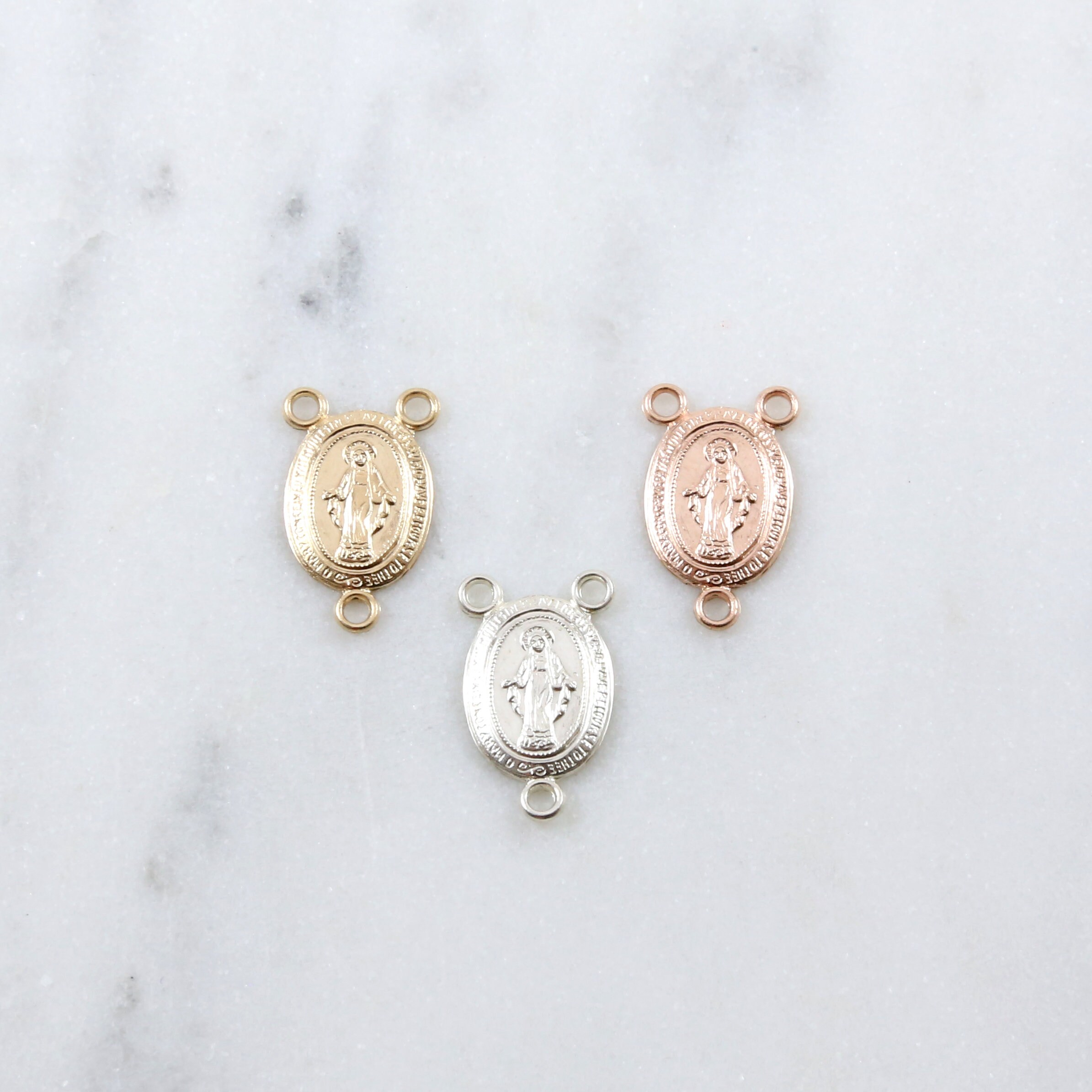 Small Mary 3-way Y Connector Rosary Charm - 9x16mm Religious