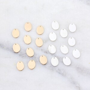 10 pcs Small Oval Quality Tag  7mm x 5mm 14K Gold Filled, Sterling Silver, Dog Tag, Stamping Pendant Gold Name Plate Tag