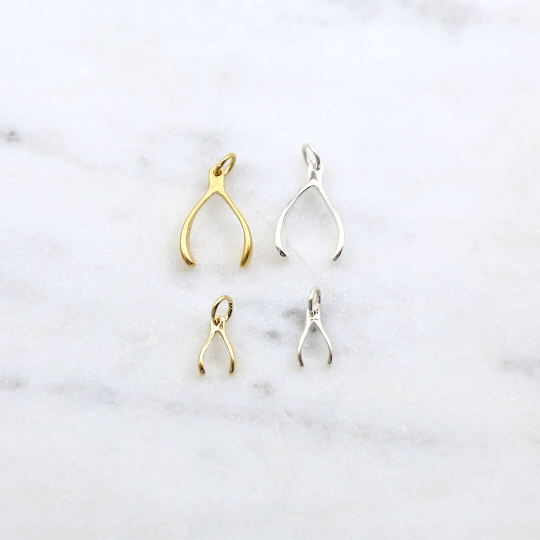 Wishbone Necklace In Rose Gold Good Luck Charm Tiny Wishbone - Foto 11