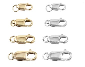 Rectangle Trigger Lobster Clasp with attached Ring Clasp Necklace End Findings in Gold Filled, Sterling Silver, Chain Findings DIY Necklace