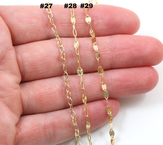 14K Gold Filled Unfinished Chains, Chains for Permanent Jewelry, Cable Chain,  Bar Chain, Rolo Chain, Box Chain, Paperclip Chain Made in USA 