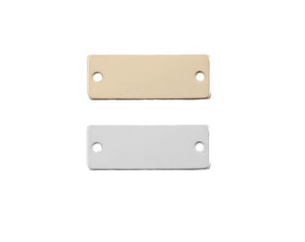 1 pc 16mm x 6mm 24 gauge Rectangle Connector Bar 2 Hole Link Gold Filled Bracelet Connector Permanent Jewelry Stamping Blank Engraving Bar