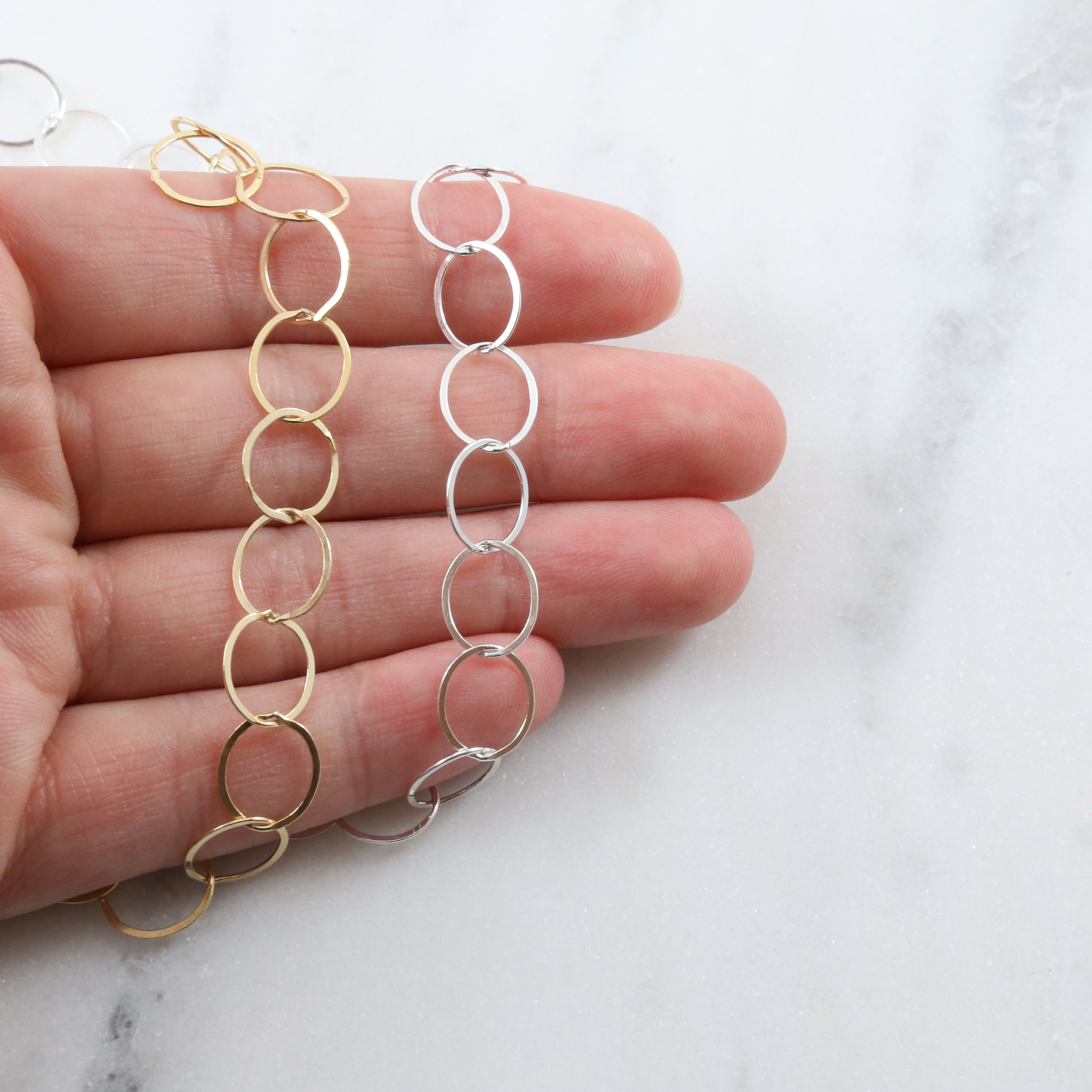 Large Flat Lightweight Round Circle Link Chain Specialty | Etsy