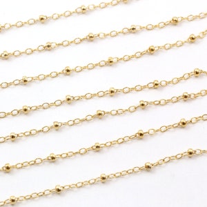 14K Gold Filled 1.4mm Satellite Chain Unfinished Chain, Chain for Permanent Jewelry, Made in USA, Usable with Jump Rings, 14K GF Ball Chain