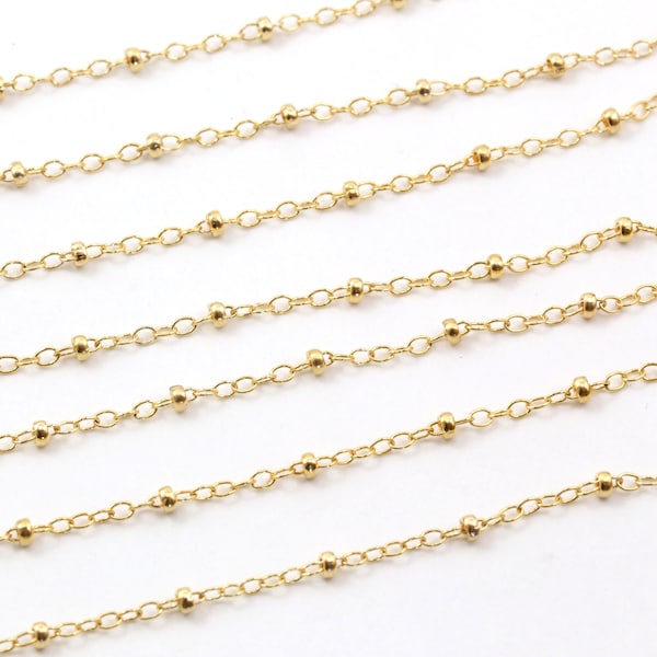 14K Gold Filled 1.4mm Satellite Chain Unfinished Chain, Chain for Permanent Jewelry, Made in USA, Usable with Jump Rings, 14K GF Ball Chain