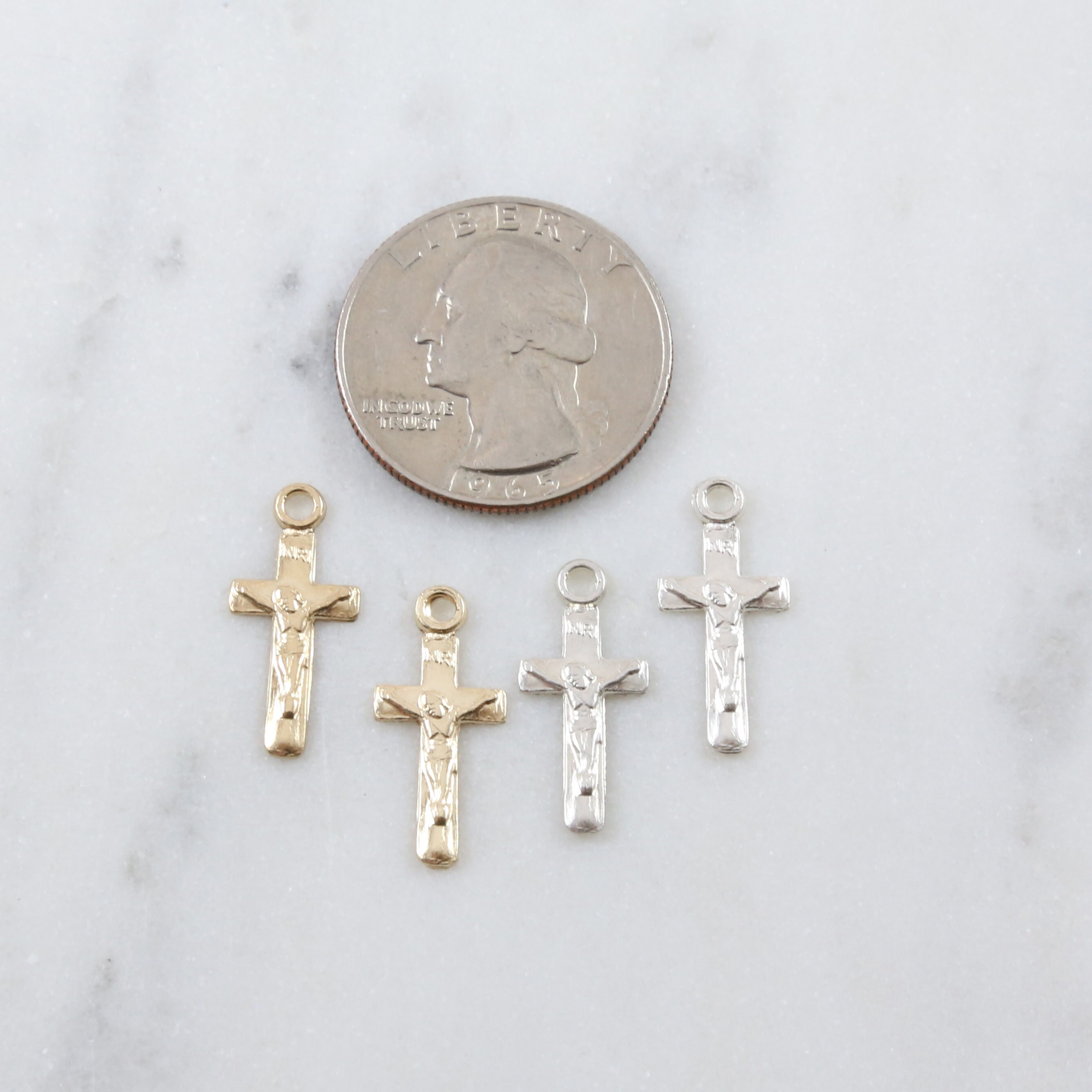 2pcs Small Minimal Dainty Mini Crucifix Cross Gold Filled or - Etsy
