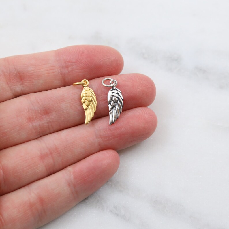 Tiny Angel Wing Charm Sterling Silver or 24K Gold Plated Etsy