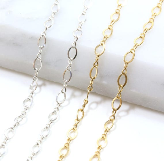 3mm x 2mm Delicate Dainty Minimal Figure 8 Chain Fancy Unique Chain Twisted Oval Chain 14K Gold Filled, Sterling Silver, Sold by the Foot