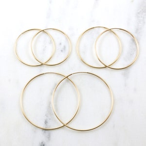 1 Pair Large Extra Large 14K Gold Filled Endless Hoop Earrings Gold Hoops, 35mm, 38mm, 40mm, 50mm Earring Wire Earring Hook Component 1.25mm