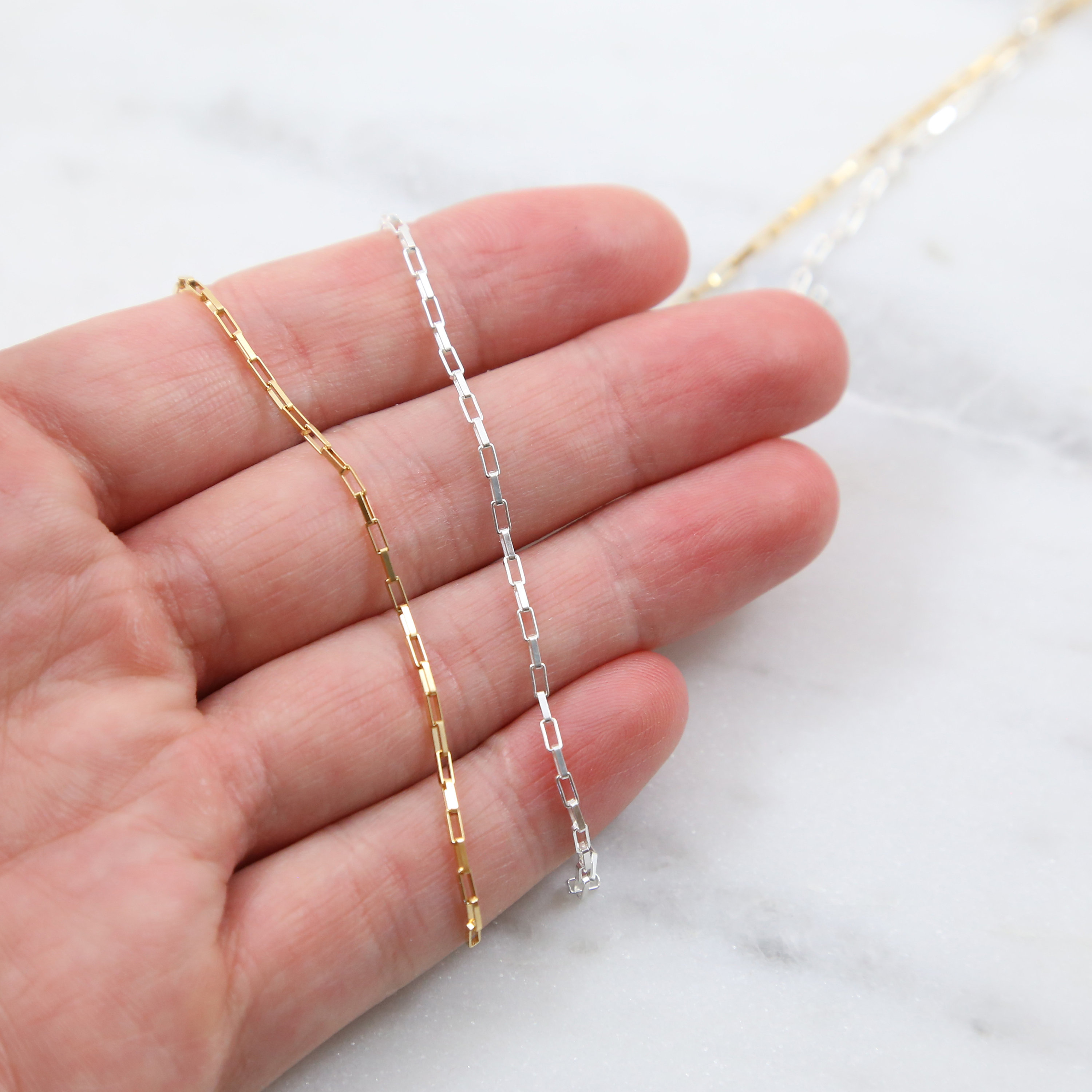 1.2mm X 3mm Thick Elongated Rectangular Link Venetian Box Chain ...