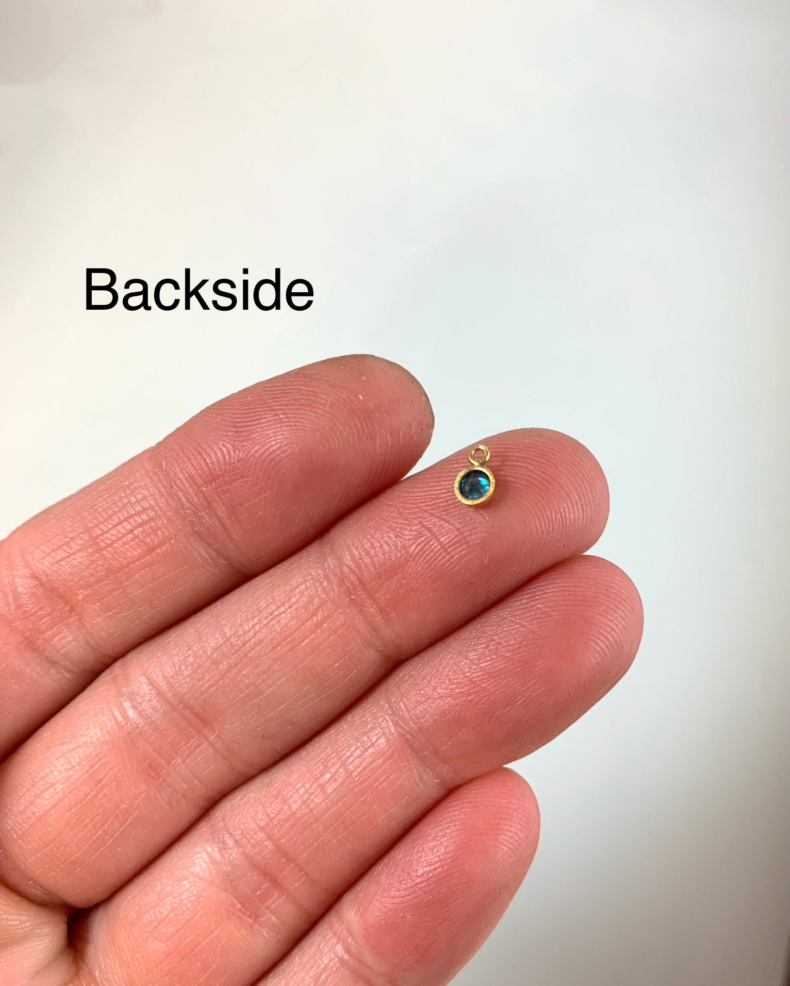 14K Gold Filled 3mm Tiny Small CZ Birthstone Drop Pendant