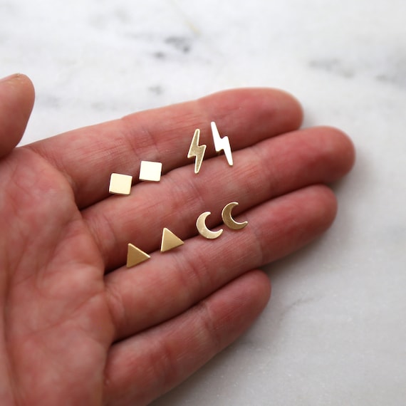 Lightening Bolt Stud Earrings 14k Gold-plated on Sterling Silver Childs Lightening Bolt Stud Earrings 14k Gold-plated on Sterling Silver Childs