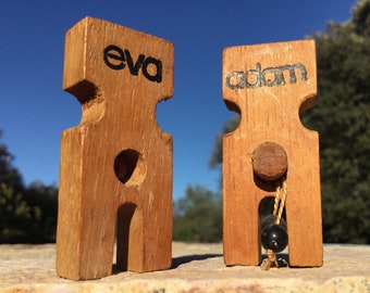Adam & Eve MCM Mini Wooden Sculpture by Ismo Kajander. Mid Century Scandinavian Design. Finland. 1970s Collectable. Modernist Novelty Art.