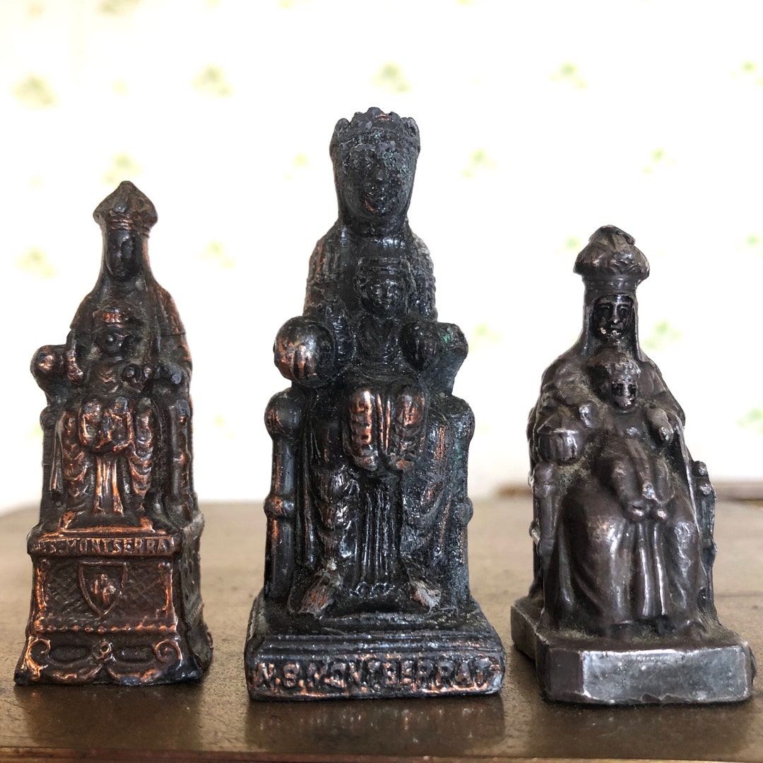 Our Lady of Montserrat Black Madonna Miniature Shrine. Pocket Saint ...