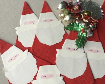 Vintage Father Christmas Napkin Holders. Scandinavian Paper Design. Danish 1980s. Copenhagen Denmark. Handmade. Serviettes. Table Setting.